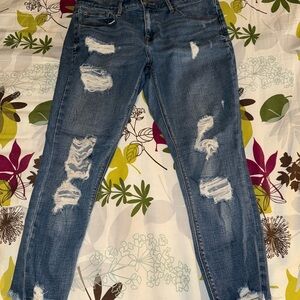 Express Distressed Blue Skinny Jeans